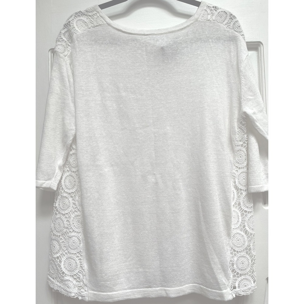 J. Jill Sweater White Lace Wrap Back Cotton Lightweight Womens Size‎ M NWT